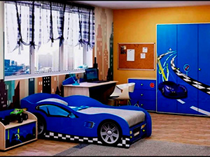Детская комната в синем цвете для мальчика